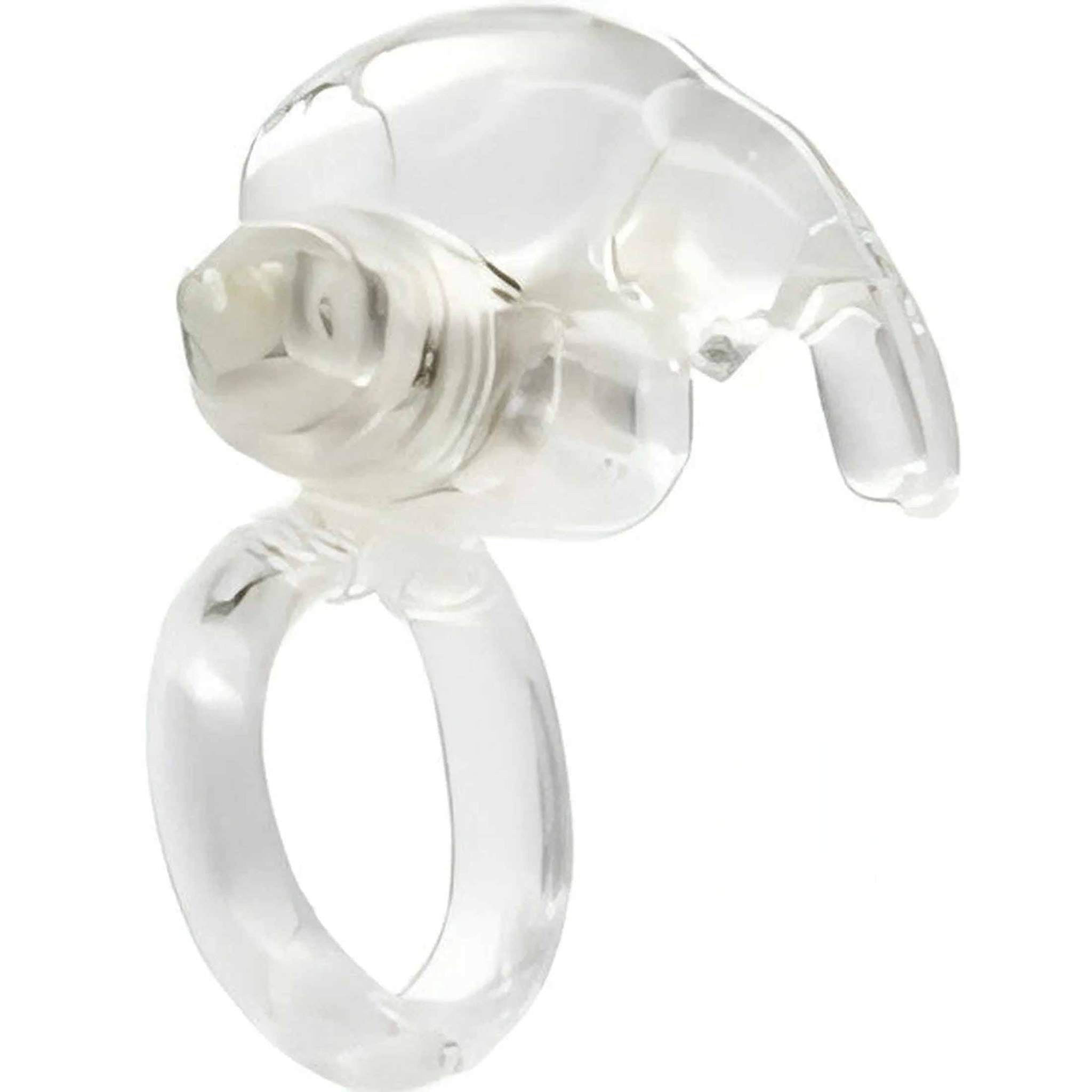 Anello vibrante con coniglietto clitorideo - Grigio chiaro