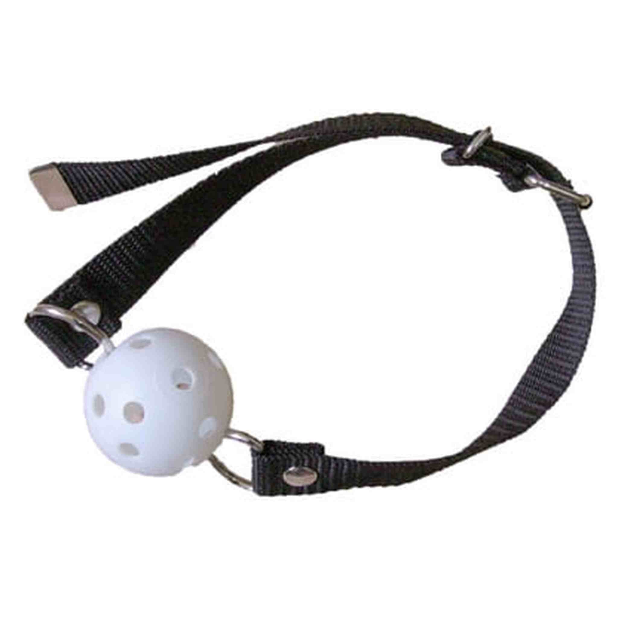Ball Gag Bianca Con Fori Traspiranti e Cinturino Regolabile
