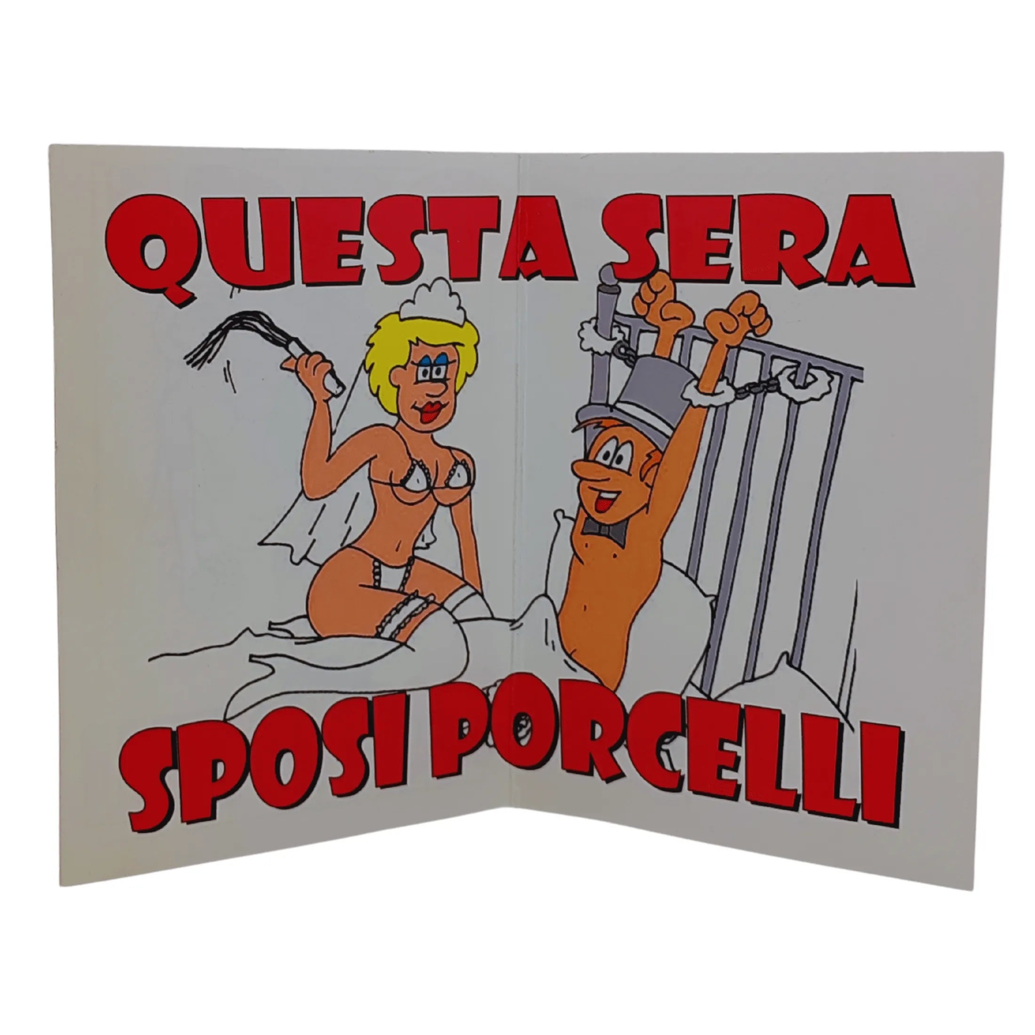 Biglietto d'auguri ″Oggi sposi novelli, questa sera sposi porcelli″