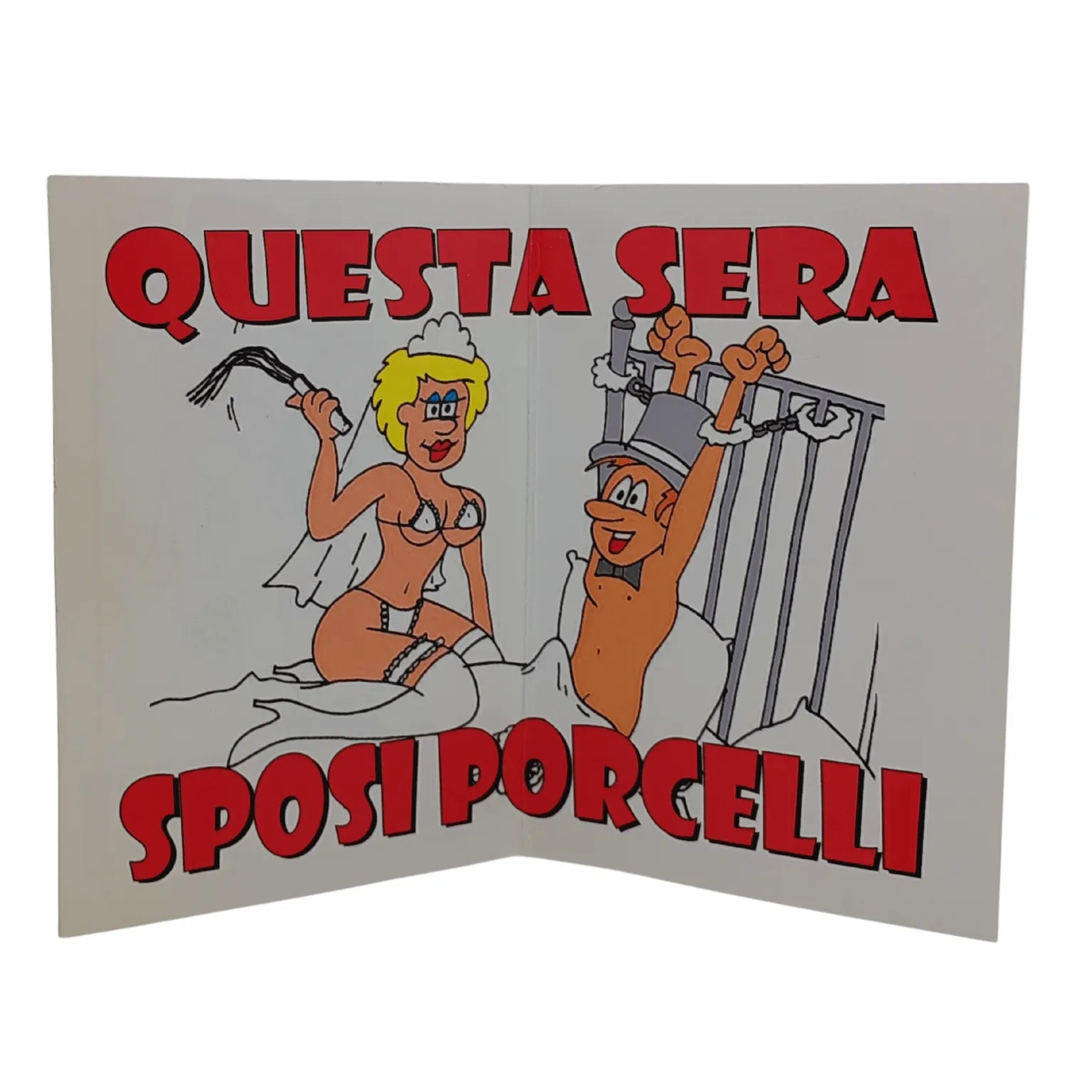 Biglietto d'auguri ''Oggi sposi novelli, questa sera sposi porcelli'' - Small