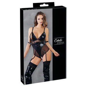 Body Wetlook & Mesh con Cinturini Costrittivi