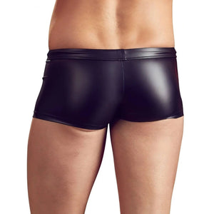 Boxer Uomo in Wetlook Nero con Zip e Taschina Laterale