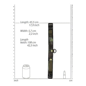 Collar With Leash - Army Theme - Green