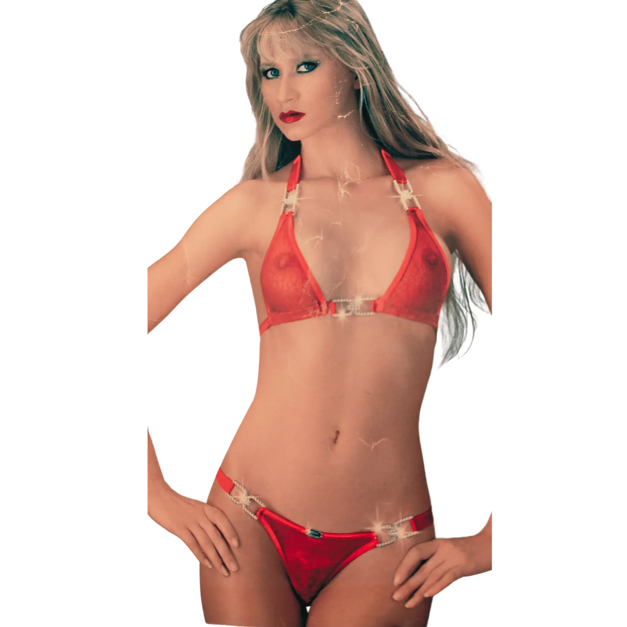 Completino 2 pezzi rosso/trasparente