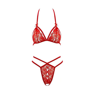 Completino in Pizzo Rosso con Seno Scopribile