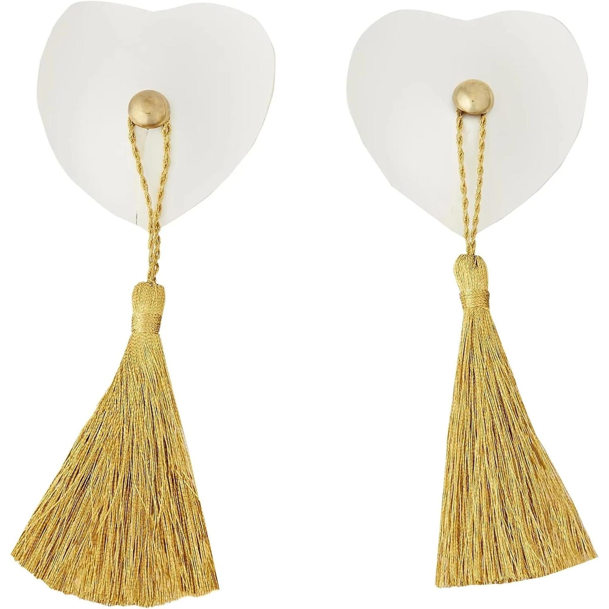 Copricapezzoli bianchi con nappe dorate