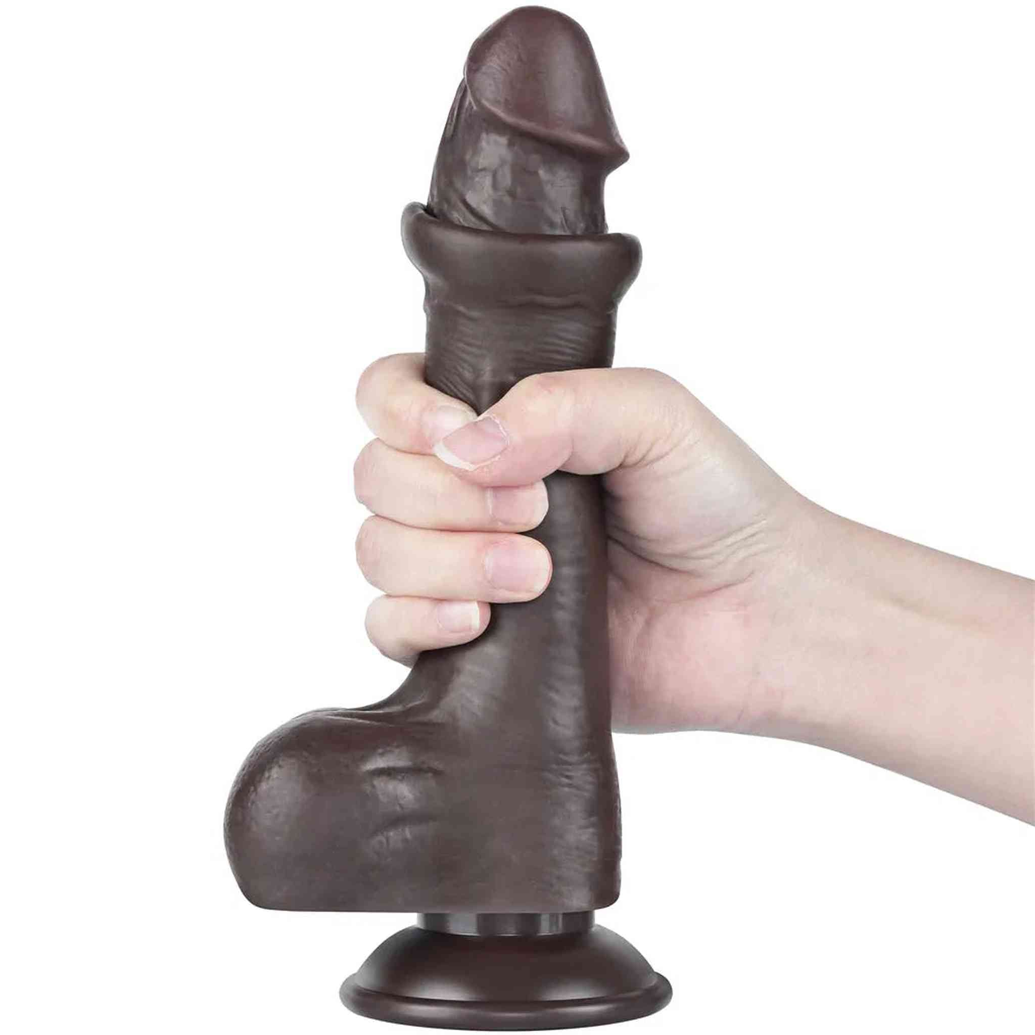 Dildo Scappellabile Nero 8″