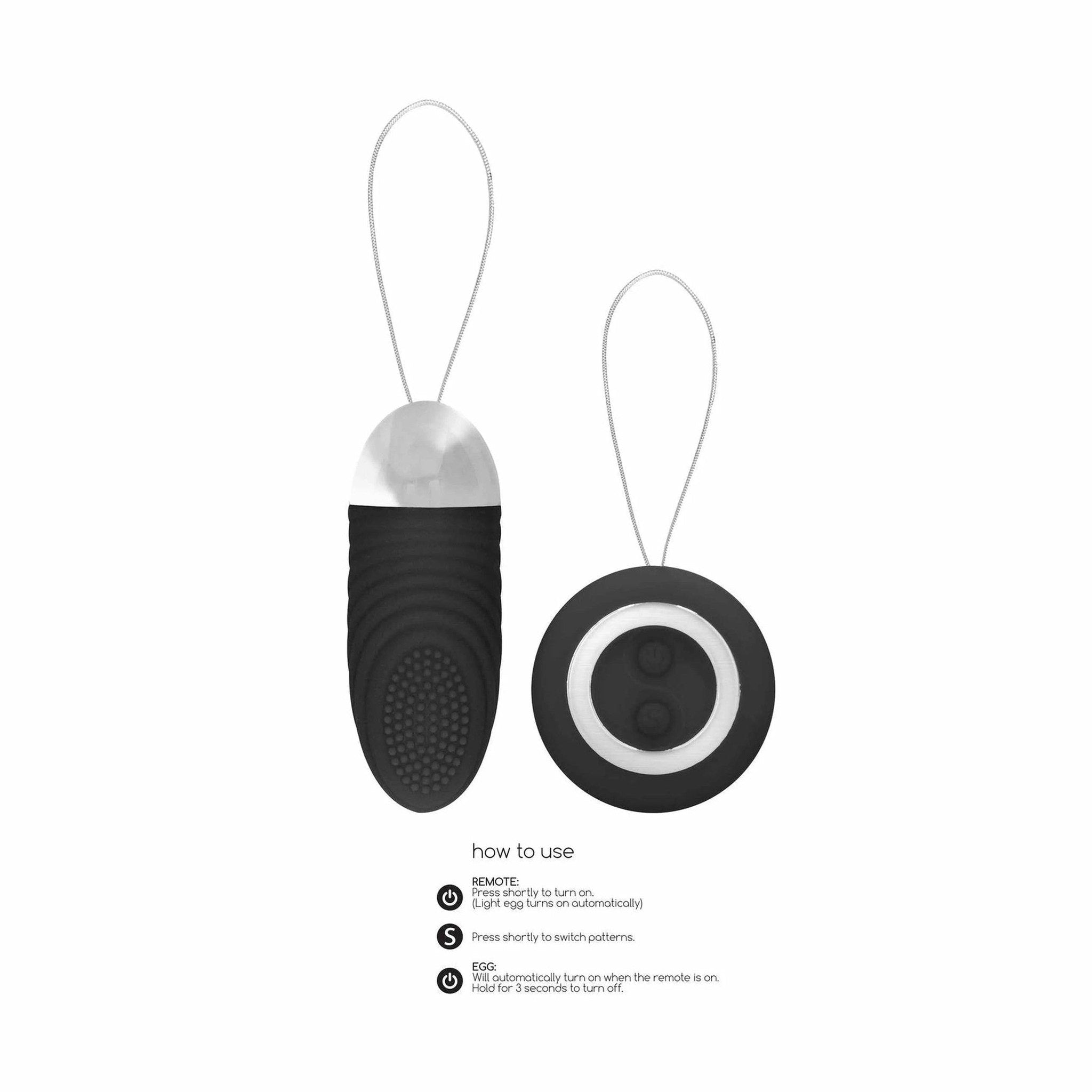Ethan - Rechargeable Remote Control Vibrating Egg - Black