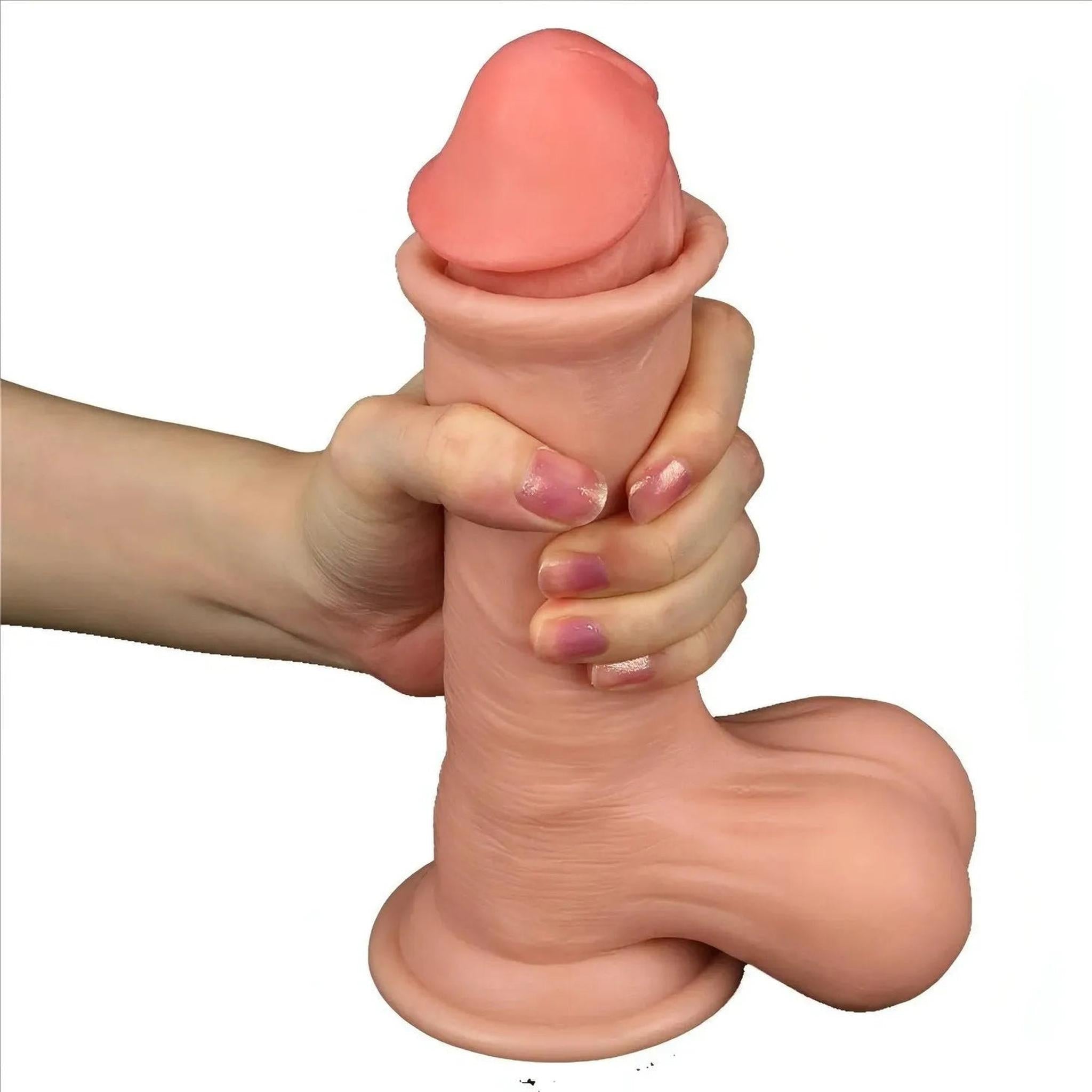 Fallo realistico con pelle scorrevole come un membro vero - 7.8″, Rosa Carne