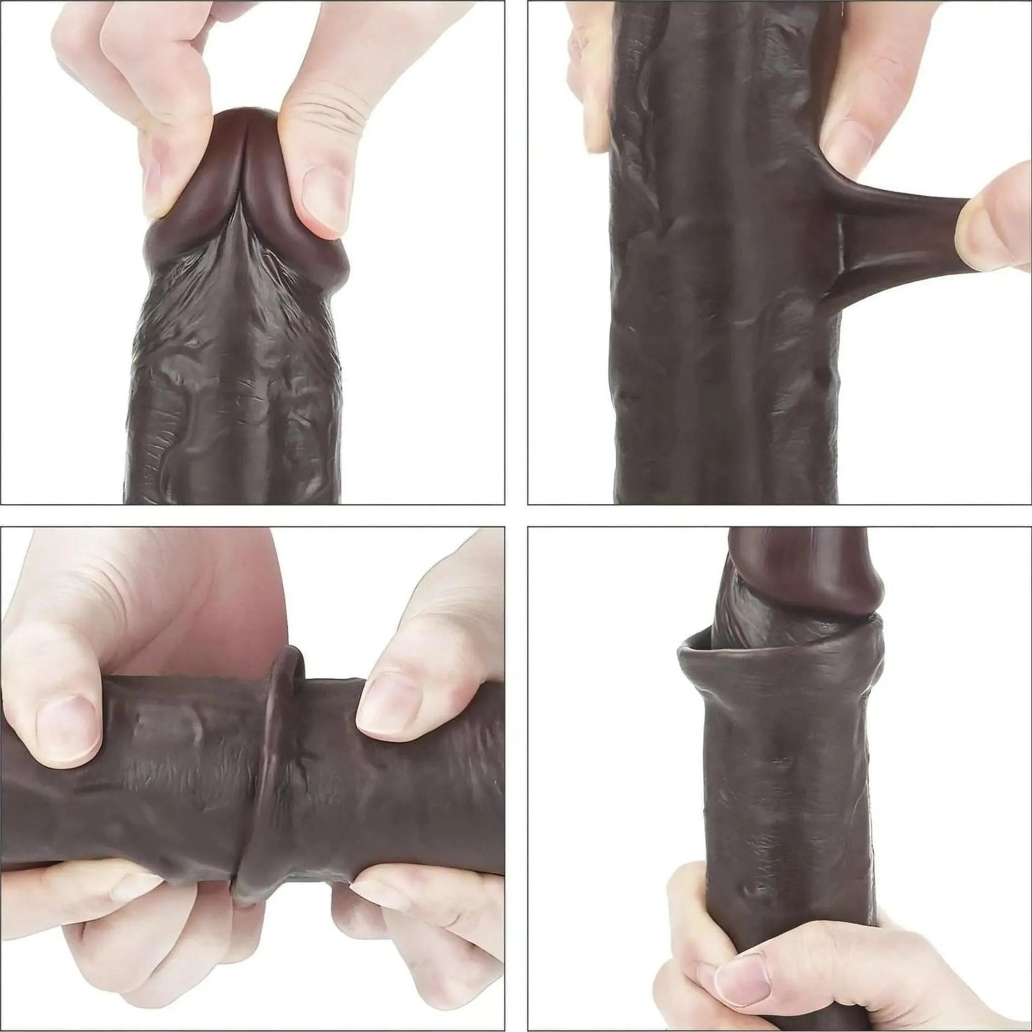 Fallo realistico con pelle scorrevole come un membro vero - 9.5 ″, Nero