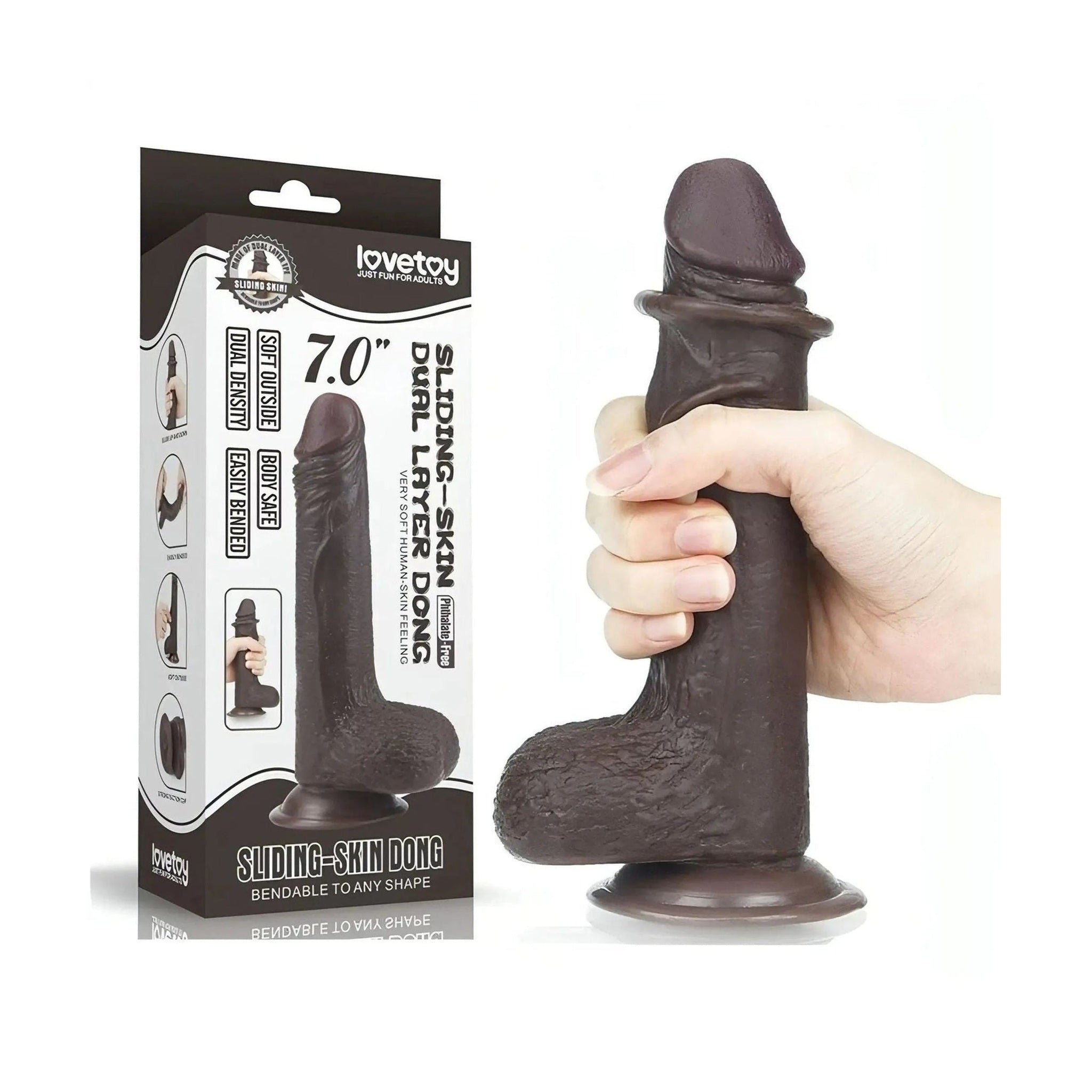 Fallo realistico con pelle scorrevole come un membro vero - 7″ - Nero