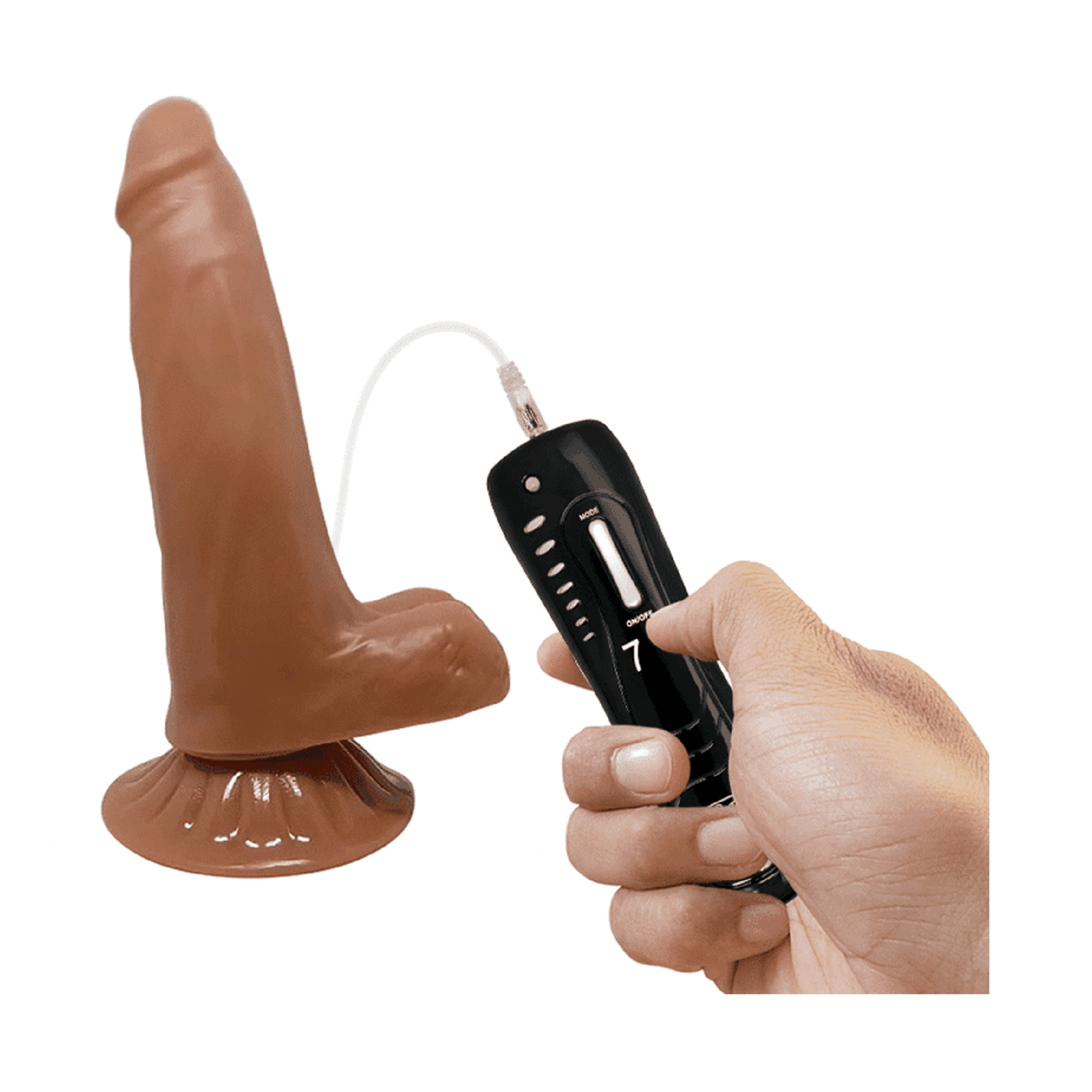 Fallo super realistico con ventosa e funzionalità di Up & Down - 18.5 cm lungo, Mulatto