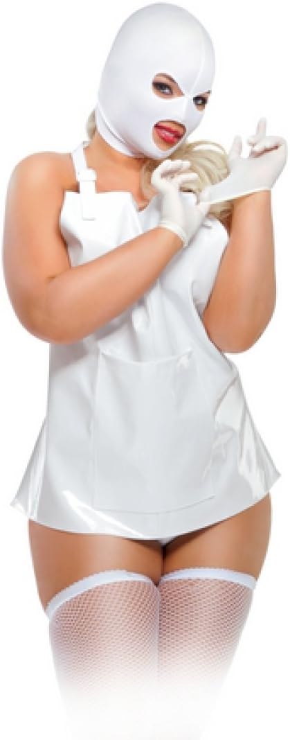 Femme Fatale Outfit Medical Fetish con Cappuccio e Grembiule