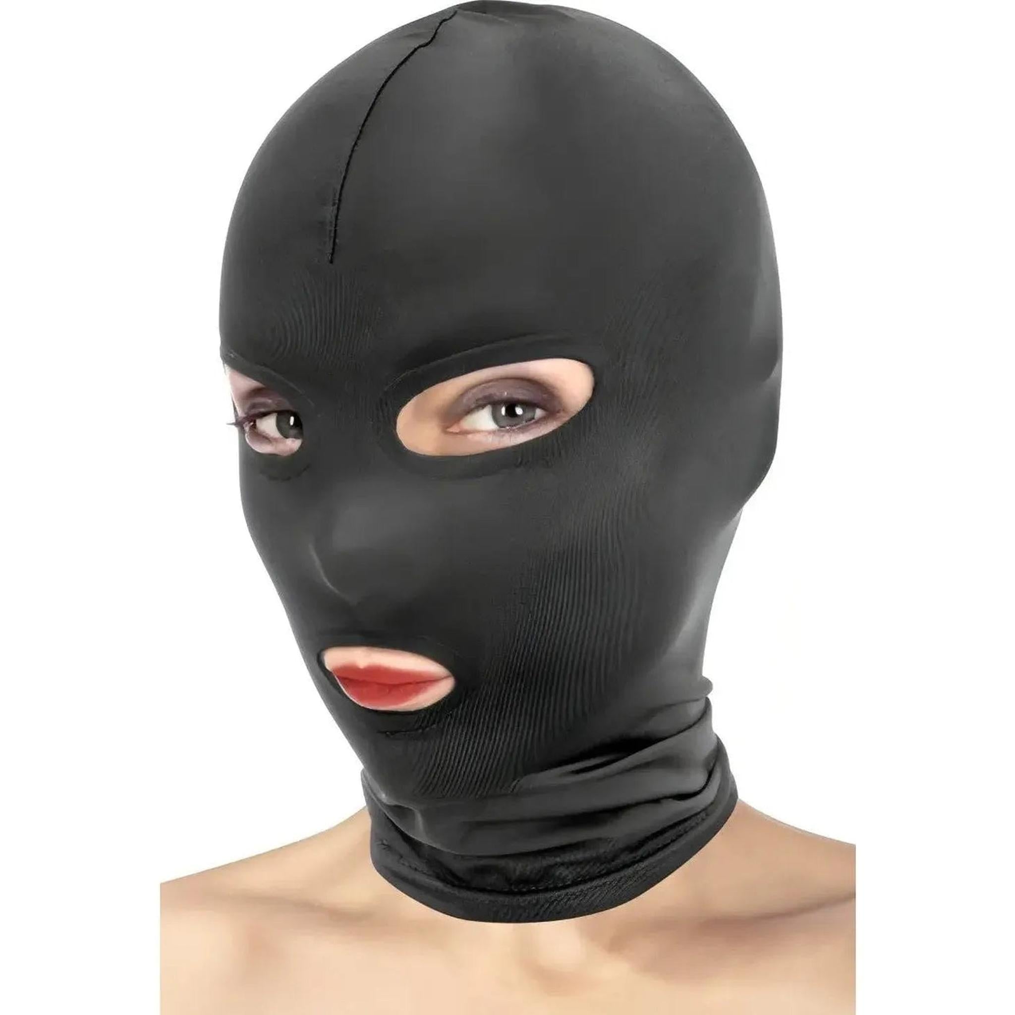 Fetish Tentation Cappuccio nero open mouth and eyes