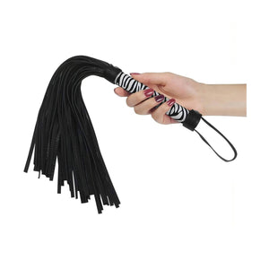 Frustino leggero con frange in pelle scamosciata, manico zebrato - Bianco