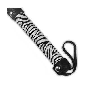 Frustino leggero con frange in pelle scamosciata, manico zebrato - Bianco