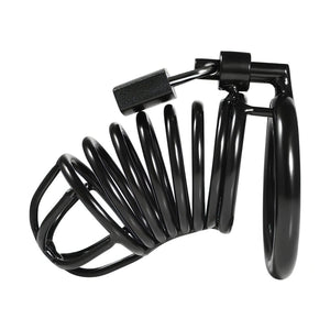 Gabbia di Casità Pene in Acciaio Nero Struttura a Spirale