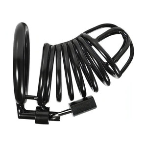 Gabbia di Casità Pene in Acciaio Nero Struttura a Spirale