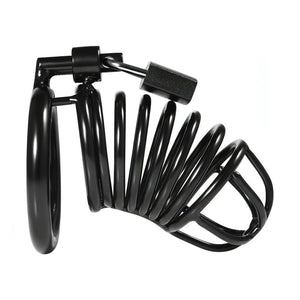 Gabbia di Casità Pene in Acciaio Nero Struttura a Spirale