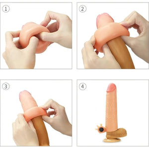 Guaina Fallica Realistica con Venature e Stimolatore Clitorideo