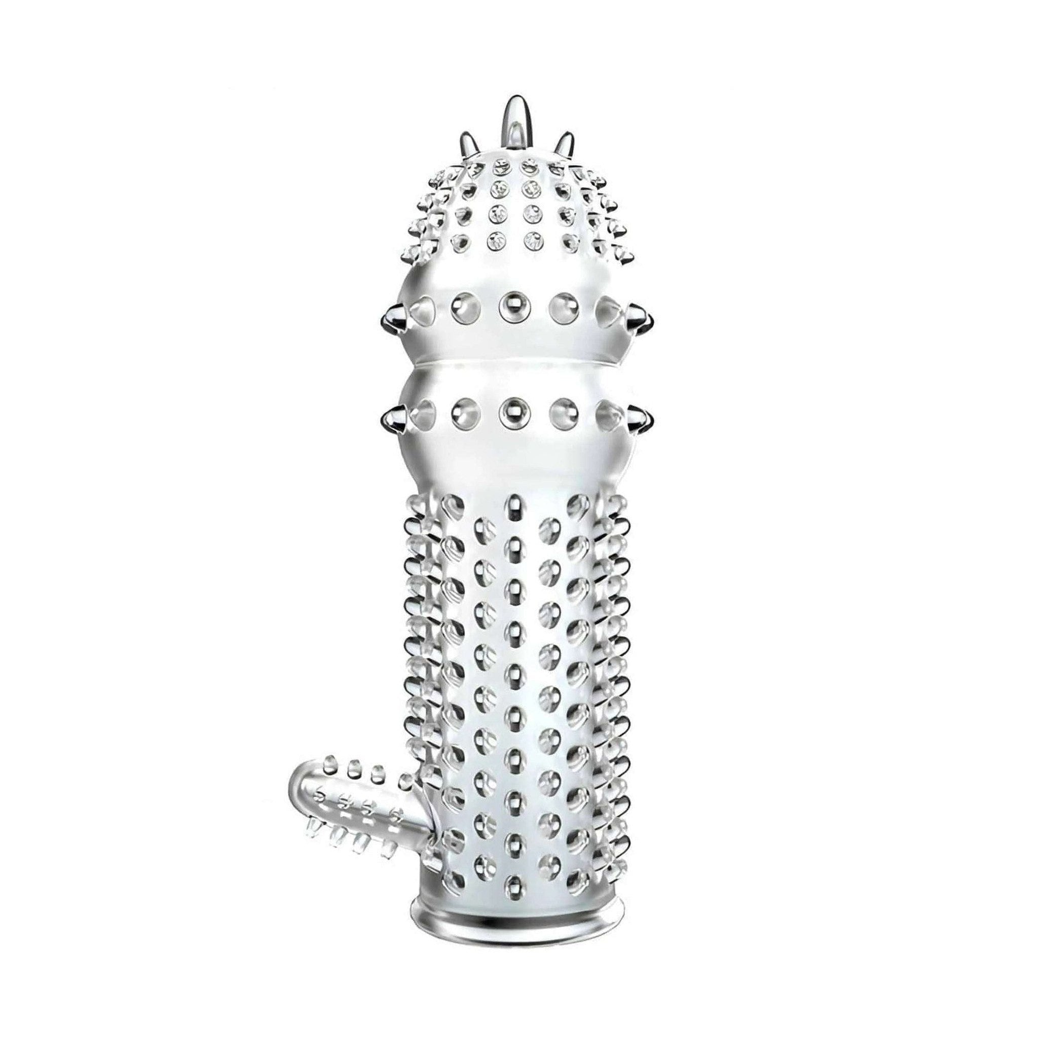 Guaina trasparente con rilievi e stimolatore clitorideo