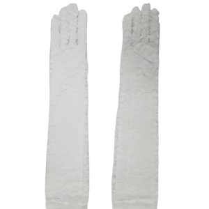 Guanti bianchi in pizzo con ricamo floreale