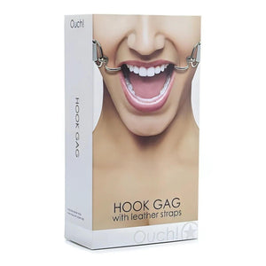 Hook Gag with leather straps - White