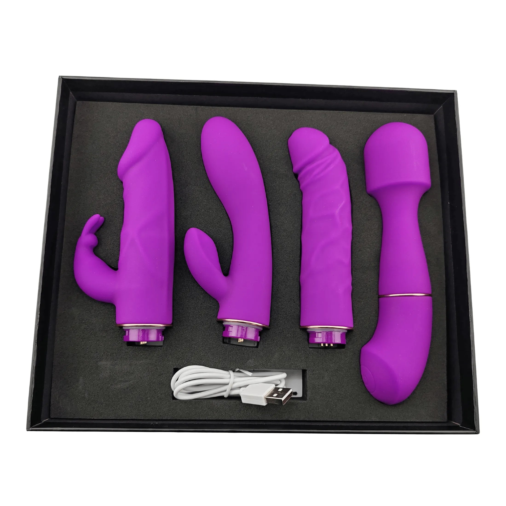 Kit 4 Sex Toys: Wand, Dildo, Rabbit Classico e Rabbit Rotante