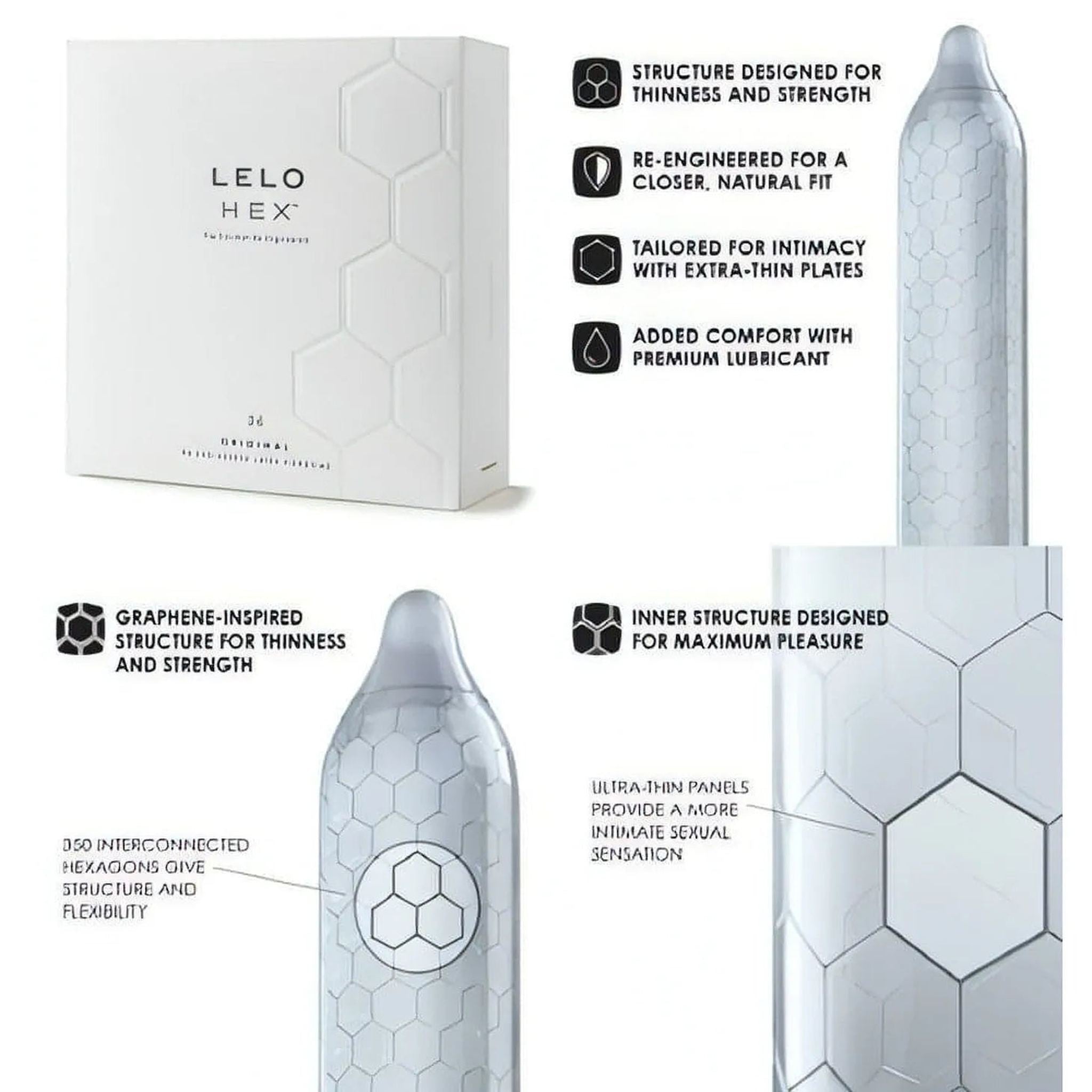 Lelo Hex Natural – Confezione da 3 profilattici