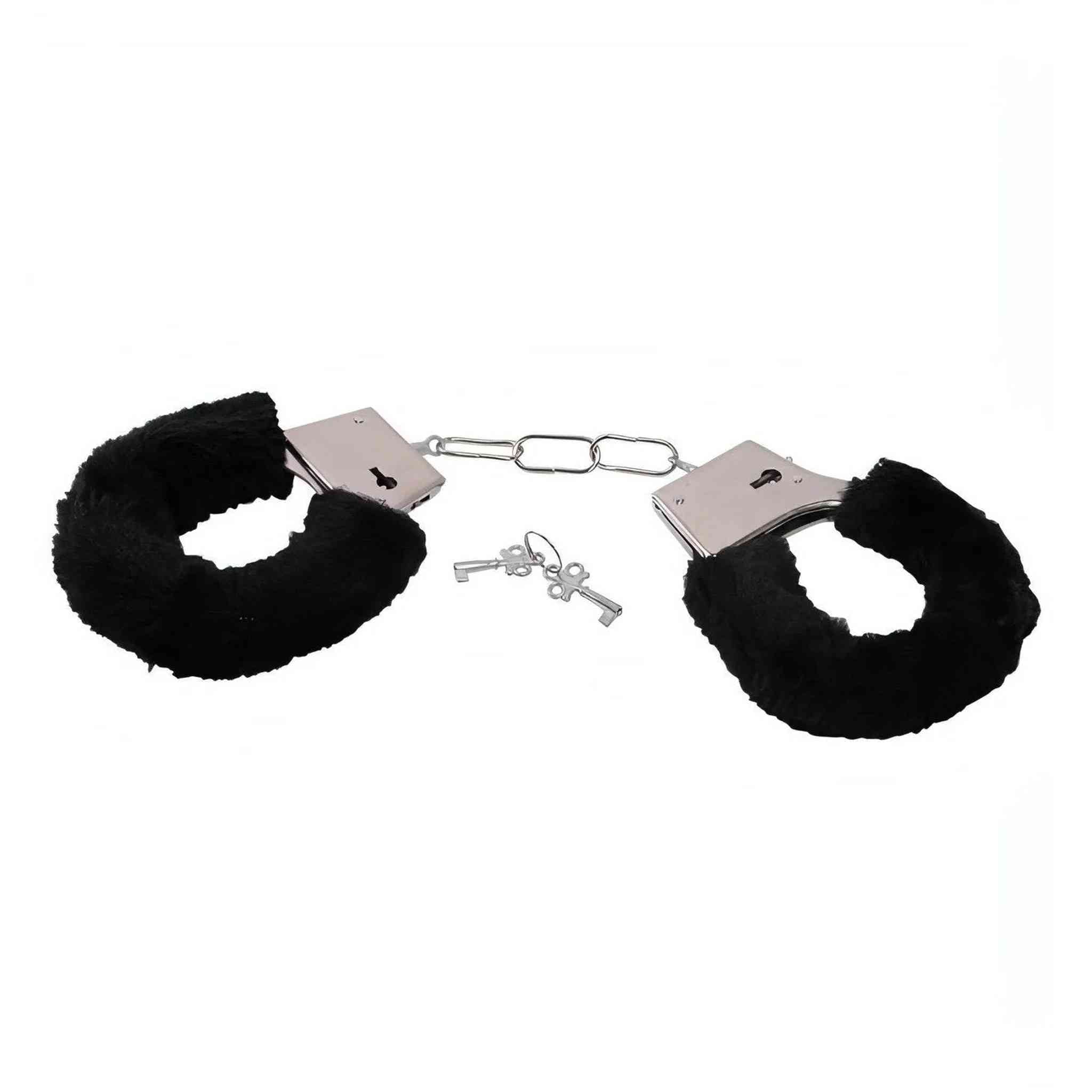 Manette metalliche con peluche nero