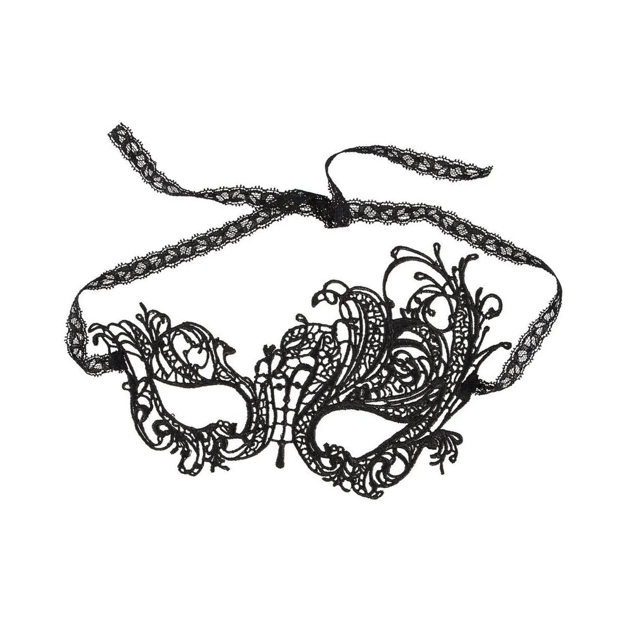 Mascherina veneziana in pizzo - Nero