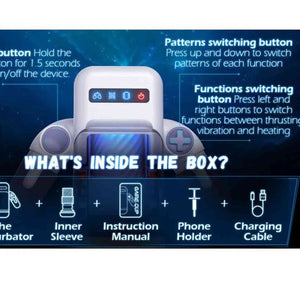 MasturbaStation - Console per la Masturbazione con Funzione di Vibrazione, Riscaldamento e Movimento Up & Down