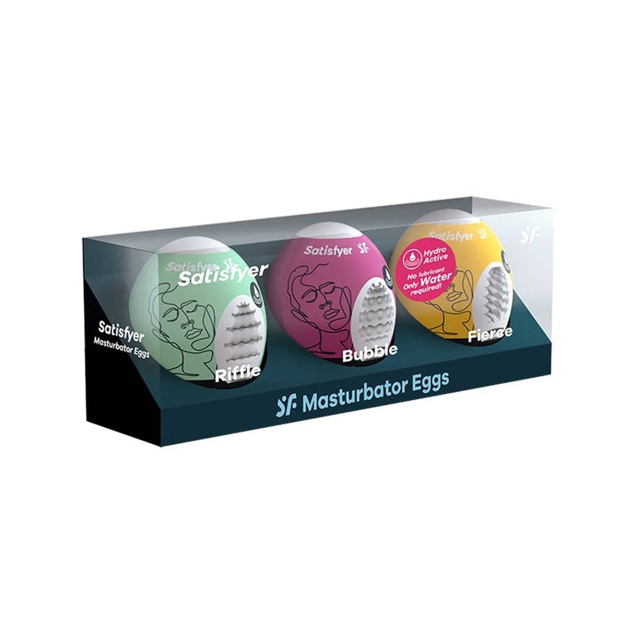 Masturbator Egg Set - Riffle, Bubble, Fierce - 3 pcs