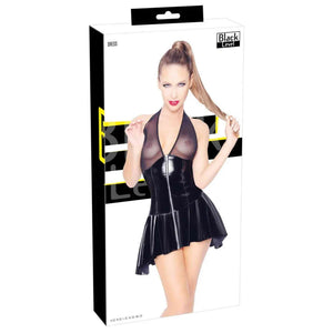 Mini Abito Sexy in Vinile con Trasparenze Mesh