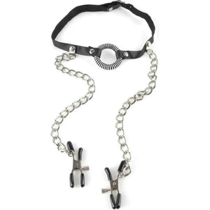 O-Ring Gag with Nipple Clamps