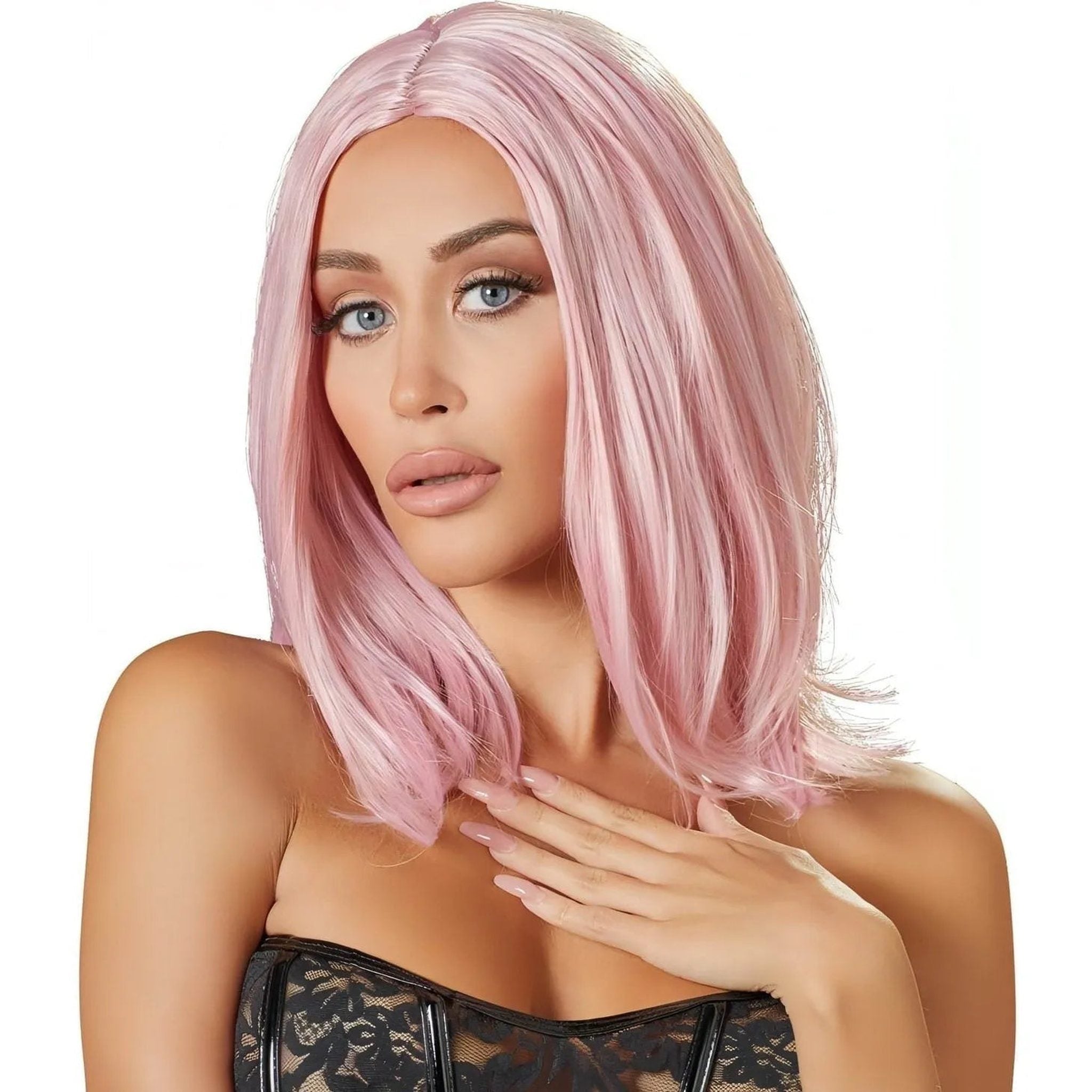 Parrucca Capelli Rosa 30 cm