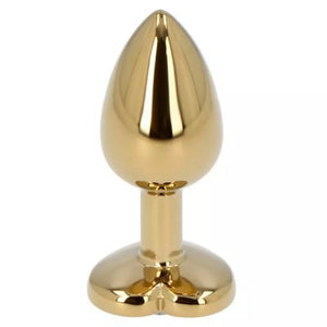 Plug Anale A Forma Di Cuore in Metallo Dorato Con Diamante Clear