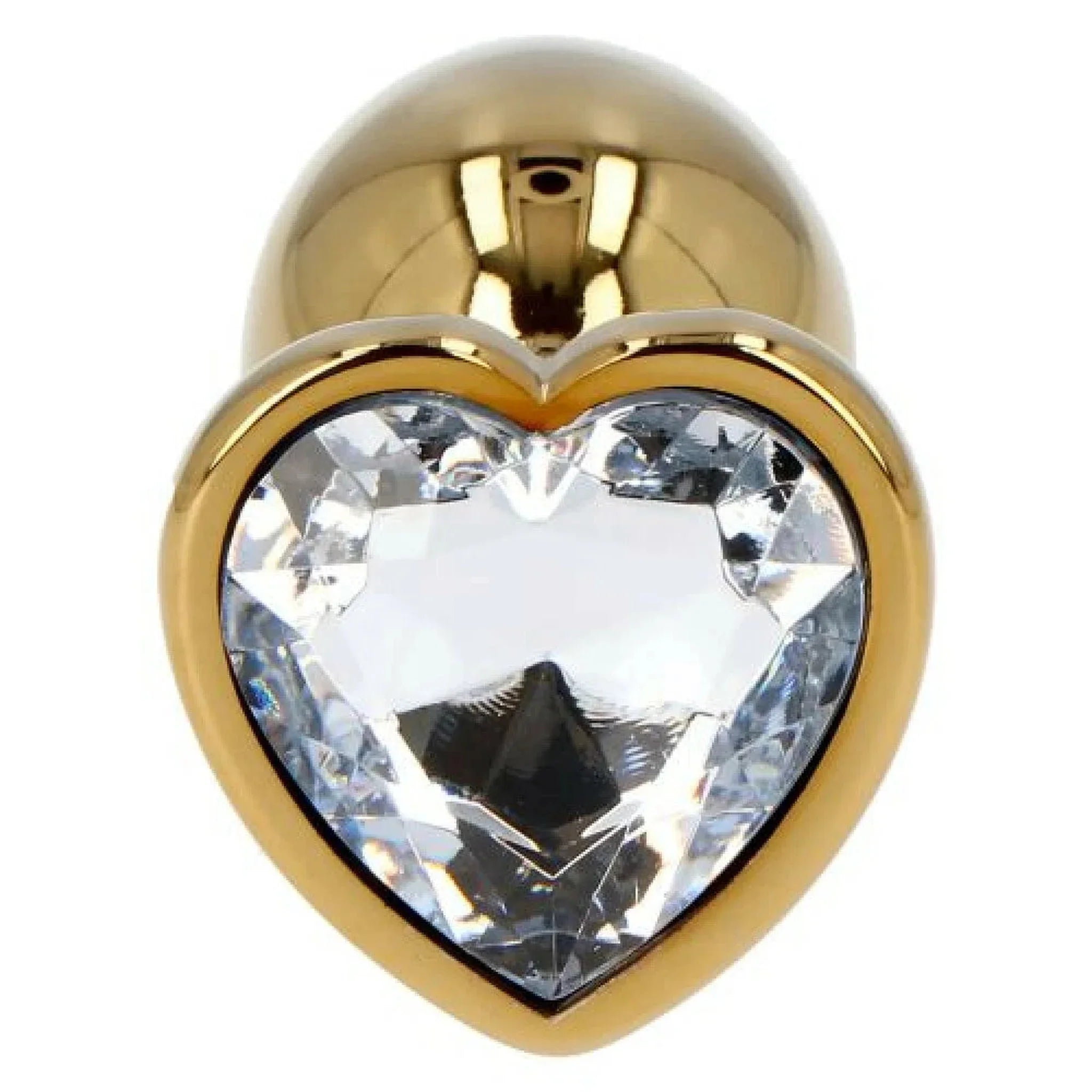 Plug Anale A Forma Di Cuore in Metallo Dorato Con Swarovsky Clear