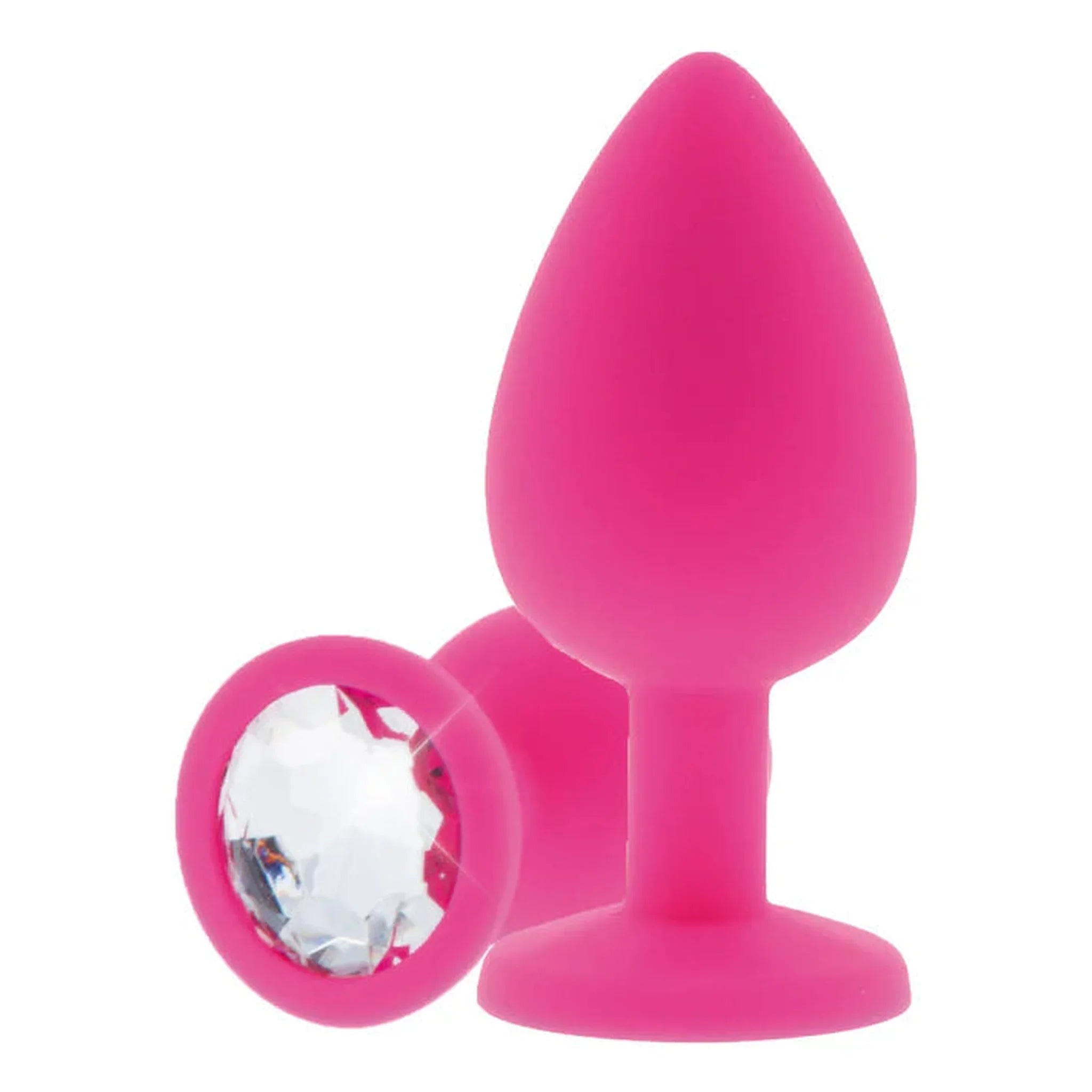 Plug Anale Con Diamante - Small, in Silicone Rosa