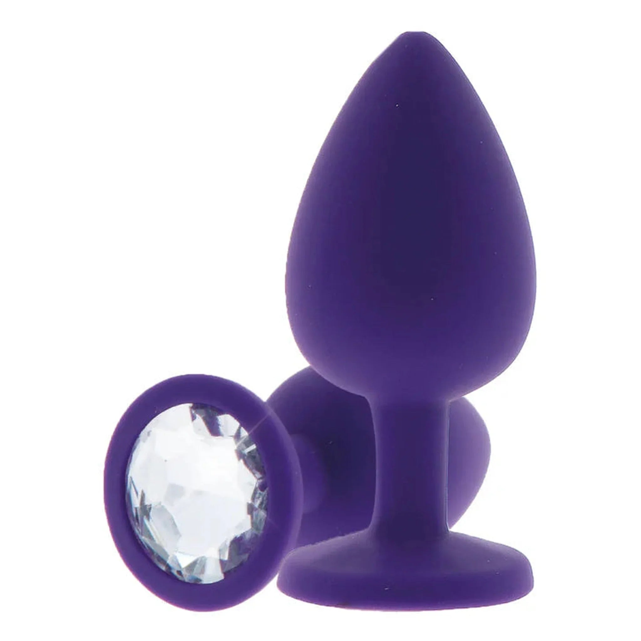 Plug Anale Con Diamante - Small, in Silicone Viola