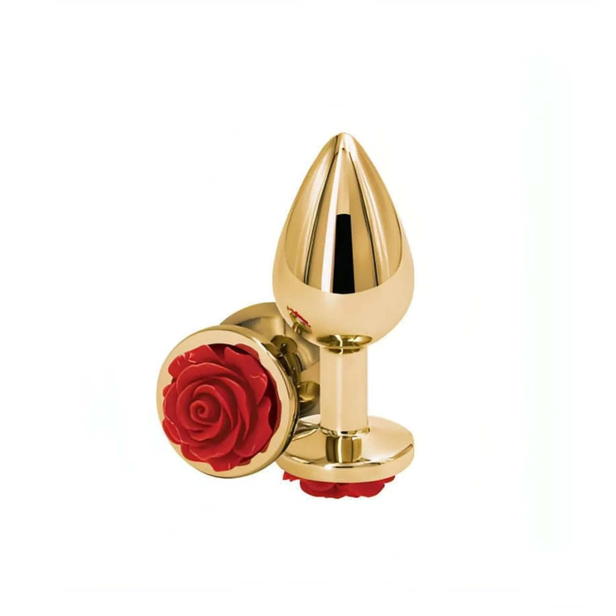 Plug Anale Dorato Con Rosa Rossa