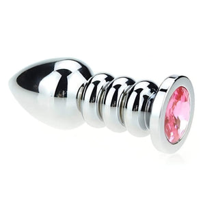 Plug Anale Ribbed in Acciaio 175g con Gemma