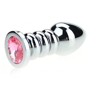 Plug Anale Ribbed in Acciaio 175g con Gemma