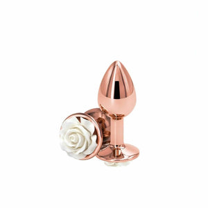 Plug Anale Rose Gold Con Rosa Bianca