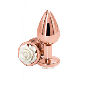 Plug Anale Rose Gold Con Rosa Bianca