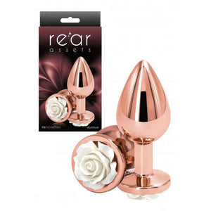 Plug Anale Rose Gold Con Rosa Bianca
