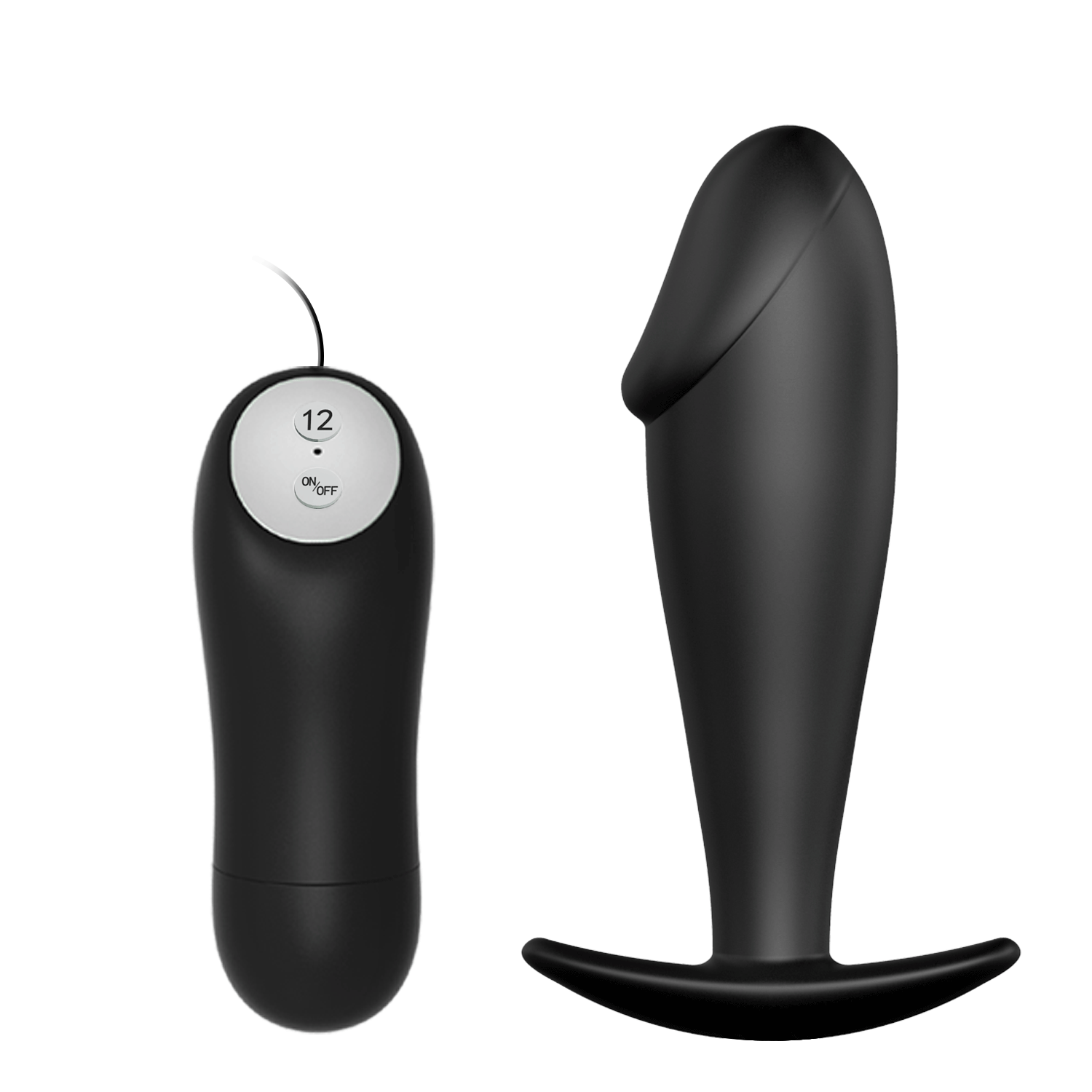 Plug Anale Vibrante Design con glande scolpito - 12 Modalità Di Vibrazione, Nero