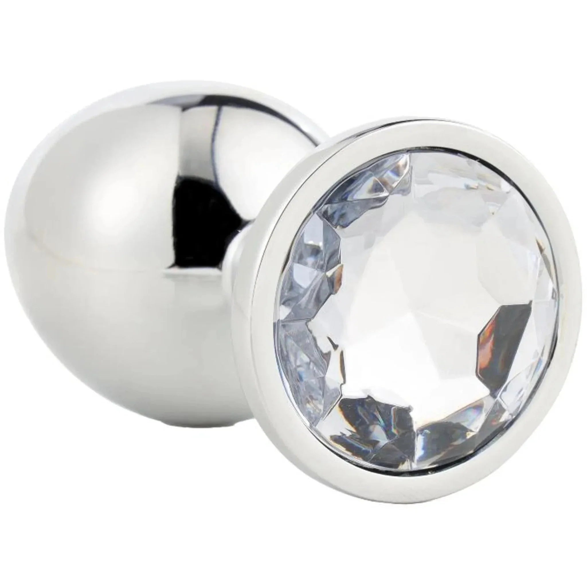 Plug Anale in Metallo Con Swarovsky Bianco - Large