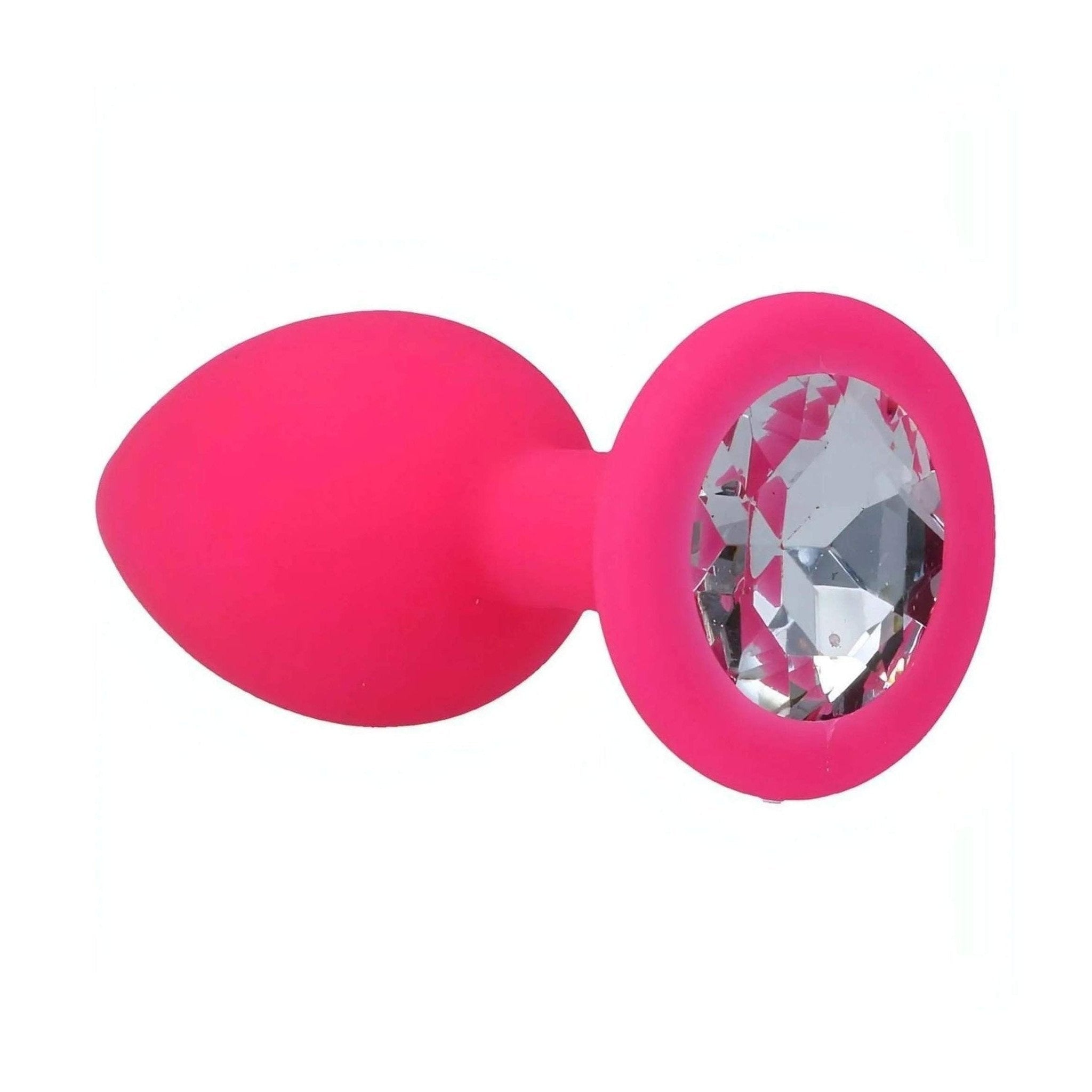 Plug Anale in Silicone con swarovsky trasparente - Rosa