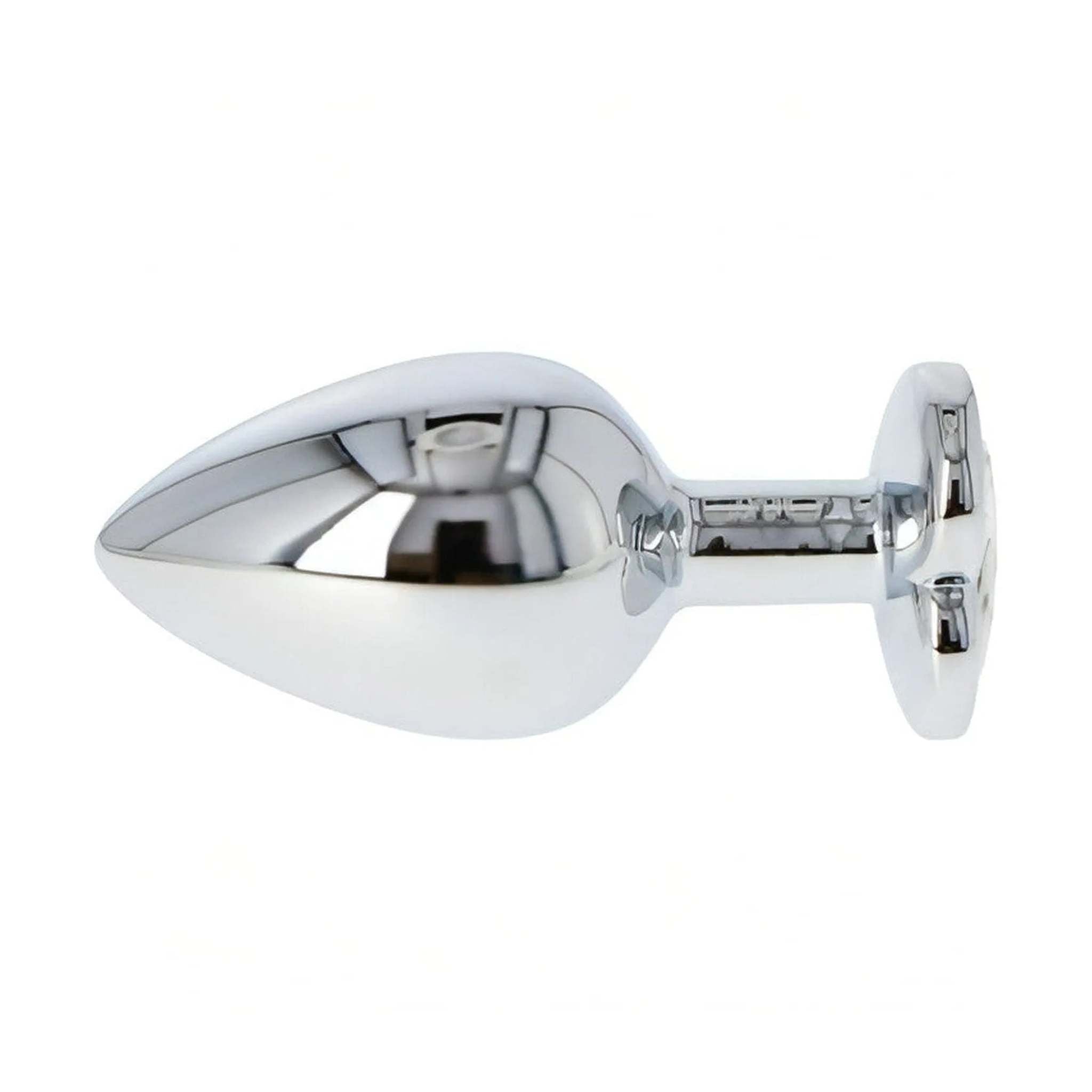 Plug anale in metallo con swarovsky a forma di cuore - Bianco, Extra Large